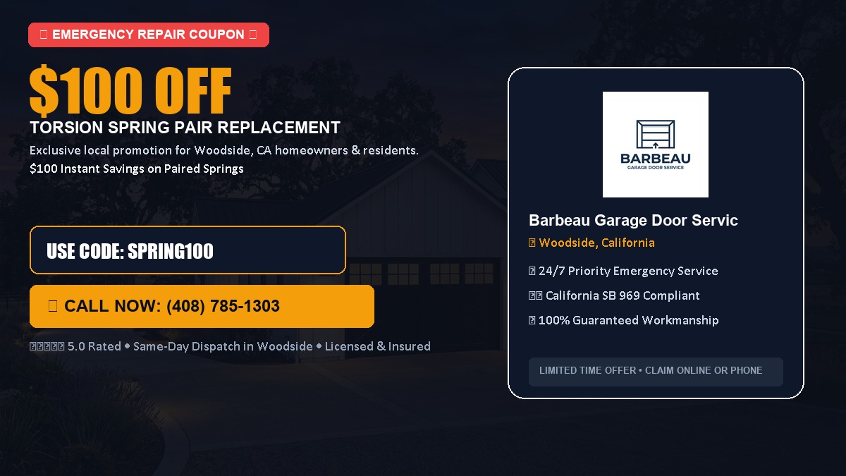$100 OFF Heavy-Duty Torsion Spring Pair Replacement in Woodside, CA