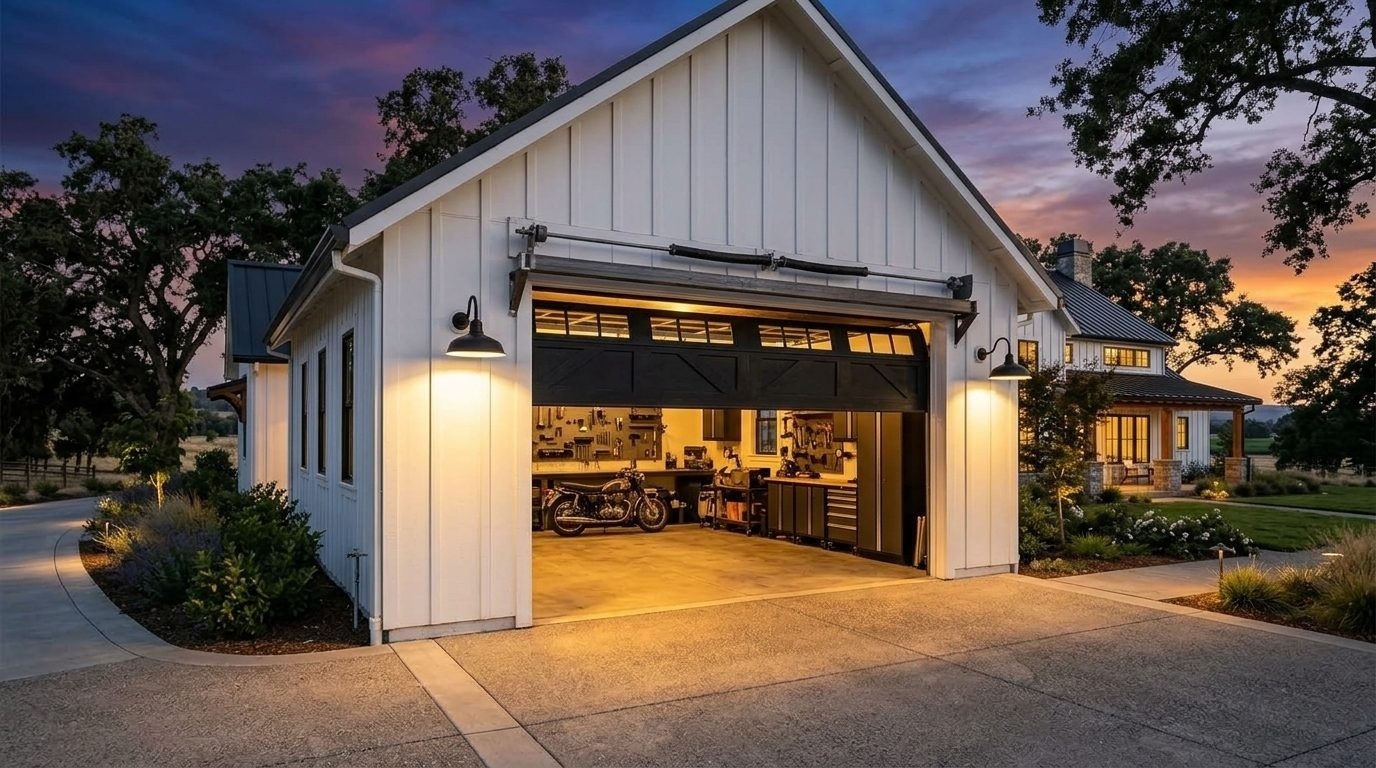 Barbeau Garage Door Service Garage Door Gliding Open Revealing Warm Illuminated Interior